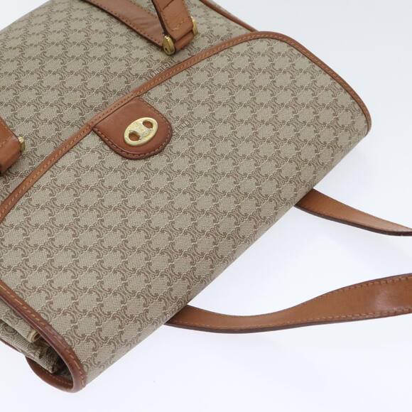 CELINE Macadam Canvas Hand Bag Beige Gold - Picture 6 of 13